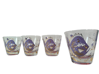 Load image into Gallery viewer, Psyche Signed Mid-Century Purple Under The Sea Old Fashion Glasses (Set of 4)

