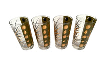 Load image into Gallery viewer, Fred Press Signed Mid-Century Green &amp; 22-Karat Gold Atomic Starburst Glasses (Set of 4)
