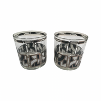 Load image into Gallery viewer, Culver Signed Black White and Silver Abstract Glasses (Set of 2)

