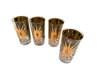 Load image into Gallery viewer, Fred Press Signed Mid-Century Green &amp; 22-Karat Gold Atomic Starburst Glasses (Set of 4)

