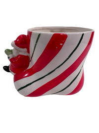 Load image into Gallery viewer, Vintage Santa Sitting on Striped Boot Planter
