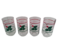 Load image into Gallery viewer, Vintage Red and Green Holly Glasses (Set of 4)
