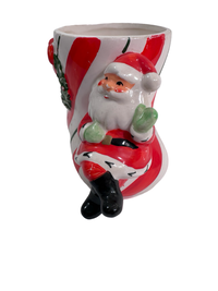 Load image into Gallery viewer, Vintage Santa Sitting on Striped Boot Planter
