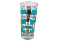 Load image into Gallery viewer, Dominion Glass Mid-Century Turquoise and Gold Snowflakes Glasses (Set of 4)
