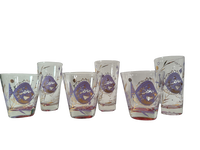 Load image into Gallery viewer, Psyche Signed Mid-Century Purple Under The Sea Glasses (Set of 6)
