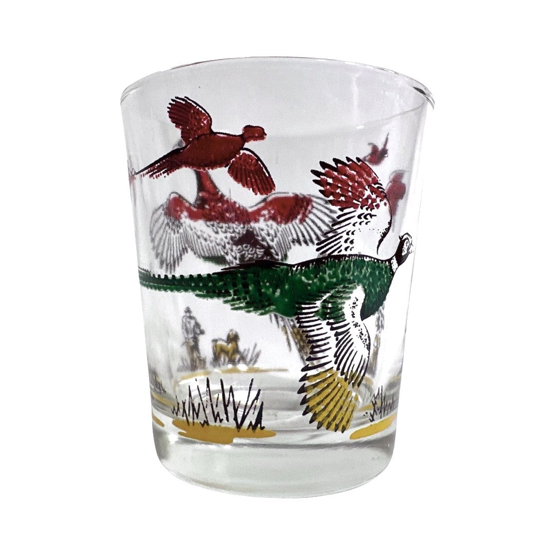 Hazel Atlas Mid-Century Pheasant Whiskey Glass (Single Glass