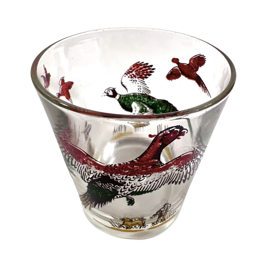 Hazel Atlas Mid-Century Pheasant Whiskey Glass (Single Glass