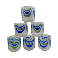 Load image into Gallery viewer, Libbey Mid-Century Green and Blue Swag Glasses (Set of 6)
