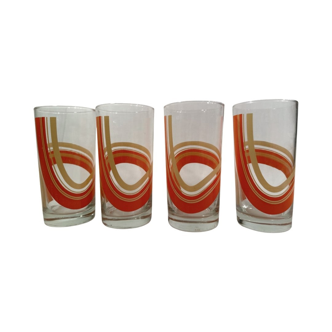 Libbey Vintage Retro Orange Swirl Glasses (Set of 4)