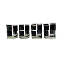 Load image into Gallery viewer, Georges Briard Signed Mid-Century Silver and Black Square Double Old Fashion Glasses (Set of 4)
