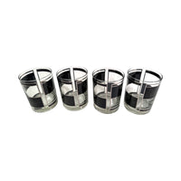Load image into Gallery viewer, Georges Briard Signed Mid-Century Silver and Black Square Double Old Fashion Glasses (Set of 4)
