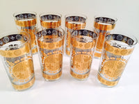 Load image into Gallery viewer, Vito Bari - Signed 22 Karat Gold 1960&#39;s Gold Crest Glasses (Set of 8)
