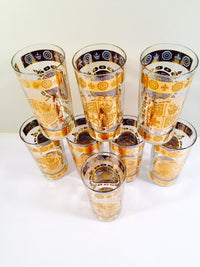 Load image into Gallery viewer, Vito Bari - Signed 22 Karat Gold 1960&#39;s Gold Crest Glasses (Set of 8)
