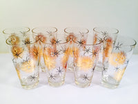 Load image into Gallery viewer, Federal Glass Mid Century 22 - Karat Gold and Black Retro Atomic Glasses (Set of 8)
