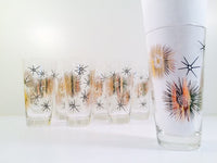 Load image into Gallery viewer, Federal Glass Mid Century 22 - Karat Gold and Black Retro Atomic Glasses (Set of 8)
