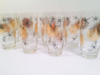 Load image into Gallery viewer, Federal Glass Mid Century 22 - Karat Gold and Black Retro Atomic Glasses (Set of 8)
