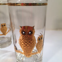 Load image into Gallery viewer, Culver Signed 22-Karat Gold Retro Owl Glasses - Tall (Set of 7)
