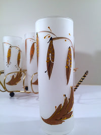 Load image into Gallery viewer, Federal Glass Mid-Century Mod Flower Glasses with Carrier (Set of 6)
