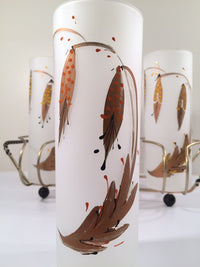 Load image into Gallery viewer, Federal Glass Mid-Century Mod Flower Glasses with Carrier (Set of 6)
