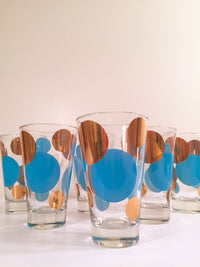 Load image into Gallery viewer, Russel Wright Mid-Century Bright Blue &amp; 22-Karat Gold Eclipse Tumbler Glasses (Set of 6)

