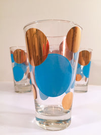 Load image into Gallery viewer, Russel Wright Mid-Century Bright Blue &amp; 22-Karat Gold Eclipse Tumbler Glasses (Set of 6)
