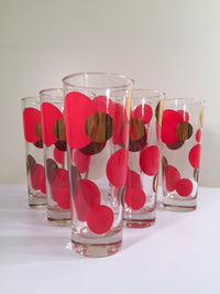 Load image into Gallery viewer, Russel Wright Mid-Century Bright Red &amp; 22-Karat Gold Eclipse Tall Collins Glasses (Set of 6)
