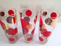 Load image into Gallery viewer, Russel Wright Mid-Century Bright Red &amp; 22-Karat Gold Eclipse Tall Collins Glasses (Set of 6)
