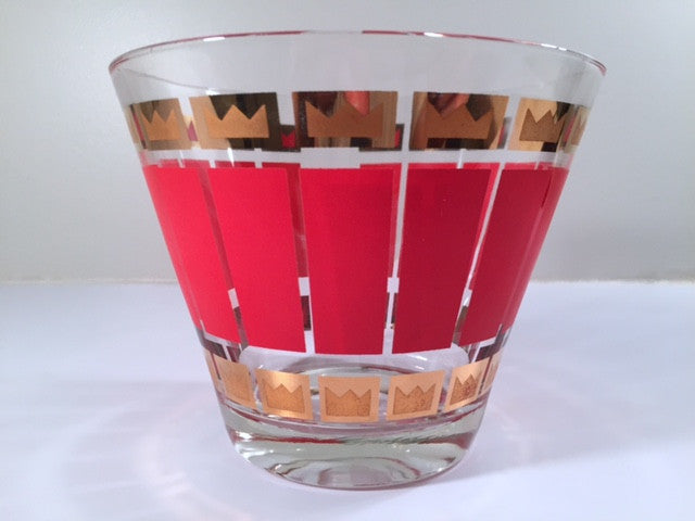 Fred Press Signed Mid-Century Crown and Red 22-Karat Gold Ice Container