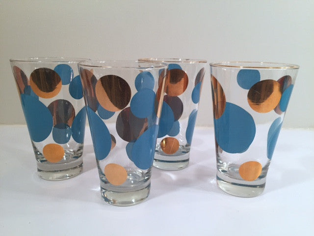 Russel Wright Mid-Century Bright Blue & 22-Karat Gold Eclipse 