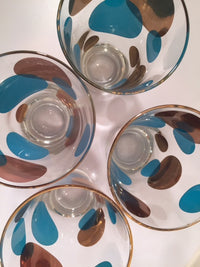 Load image into Gallery viewer, Russel Wright Mid-Century Bright Blue &amp; 22-Karat Gold Eclipse Tumbler Glasses (Set of 4)
