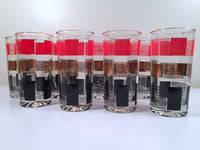 Load image into Gallery viewer, Mid-Century Red, Gold and Black Square Abstract Glasses (Set of 8)
