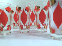 Load image into Gallery viewer, Anchor Hocking Mid-Century Retro Orange and 22-Karat Gold Atomic Abstract Glasses (Set of 8)

