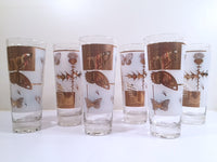 Load image into Gallery viewer, Federal - Mid-Century Frosted 22-Karat Golden Foliage Tall Collins Glasses (Set 6)
