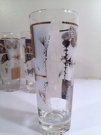 Load image into Gallery viewer, Federal - Mid-Century Frosted 22-Karat Golden Foliage Tall Collins Glasses (Set 6)
