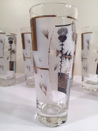 Load image into Gallery viewer, Federal - Mid-Century Frosted 22-Karat Golden Foliage Tall Collins Glasses (Set 6)
