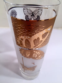 Load image into Gallery viewer, Federal - Mid-Century Frosted 22-Karat Golden Foliage Tall Collins Glasses (Set 6)
