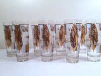 Load image into Gallery viewer, Federal - Mid-Century Frosted 22-Karat Golden Foliage Tall Collins Glasses (Set 8)
