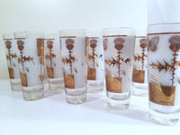 Load image into Gallery viewer, Federal - Mid-Century Frosted 22-Karat Golden Foliage Tall Collins Glasses (Set 8)
