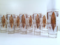 Load image into Gallery viewer, Federal - Mid-Century Frosted 22-Karat Golden Foliage Tall Collins Glasses (Set 8)

