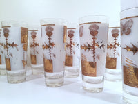 Load image into Gallery viewer, Federal - Mid-Century Frosted 22-Karat Golden Foliage Tall Collins Glasses (Set 8)
