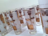 Load image into Gallery viewer, Federal - Mid-Century Frosted 22-Karat Golden Foliage Tall Collins Glasses (Set 8)

