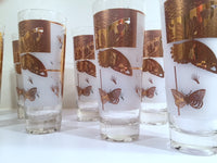 Load image into Gallery viewer, Federal - Mid-Century Frosted 22-Karat Golden Foliage Tall Collins Glasses (Set 8)
