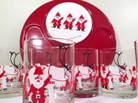 Load image into Gallery viewer, Georges Briard - Signed Mid-Century Elf and Reindeer 7-Piece Set (6 Highball Glasses and Appetizer Tray)
