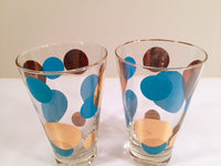 Load image into Gallery viewer, Russel Wright Mid-Century Bright Blue &amp; 22-Karat Gold Eclipse Tumbler Glasses (Set of 2)
