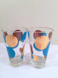 Load image into Gallery viewer, Russel Wright Mid-Century Bright Blue &amp; 22-Karat Gold Eclipse Tumbler Glasses (Set of 2)
