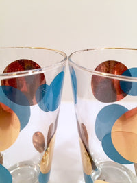Load image into Gallery viewer, Russel Wright Mid-Century Bright Blue &amp; 22-Karat Gold Eclipse Tumbler Glasses (Set of 2)
