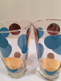 Load image into Gallery viewer, Russel Wright Mid-Century Bright Blue &amp; 22-Karat Gold Eclipse Tumbler Glasses (Set of 2)

