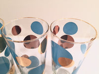 Load image into Gallery viewer, Russel Wright Mid-Century Bright Blue &amp; 22-Karat Gold Eclipse Tall Collins Glasses (Set of 4)
