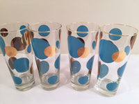 Load image into Gallery viewer, Russel Wright Mid-Century Bright Blue &amp; 22-Karat Gold Eclipse Tall Collins Glasses (Set of 4)

