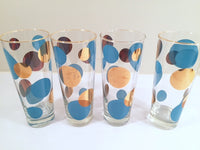 Load image into Gallery viewer, Russel Wright Mid-Century Bright Blue &amp; 22-Karat Gold Eclipse Tall Collins Glasses (Set of 4)
